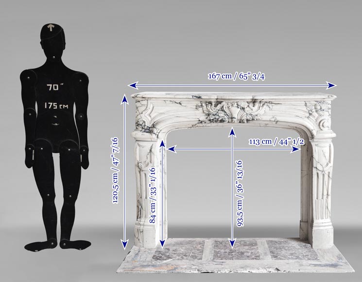 Regency-style Paonazzo marble fireplace with carved scrollwork Regency-style Paonazzo marble fireplace with carved scrollwork-13