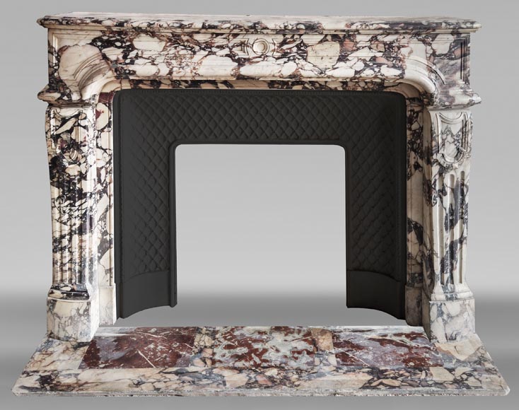 Regency-style fireplace carved in Brèche Violette marble Regency-style fireplace carved in Brèche Violette marble-0