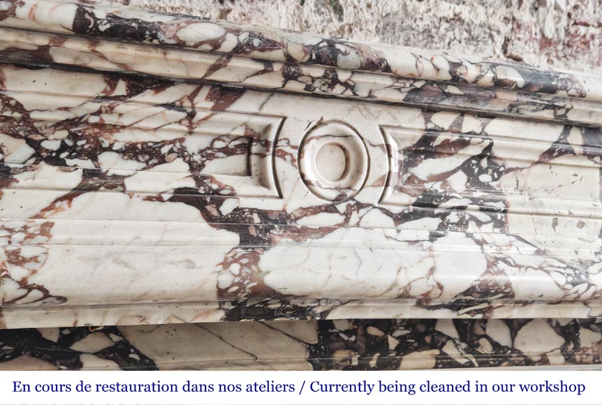 Regency-style fireplace carved in Brèche Violette marble Regency-style fireplace carved in Brèche Violette marble-2