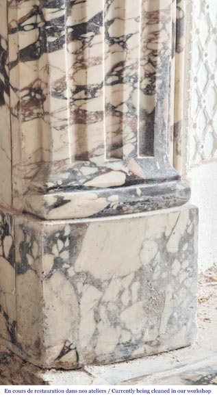 Regency-style fireplace carved in Brèche Violette marble Regency-style fireplace carved in Brèche Violette marble-5