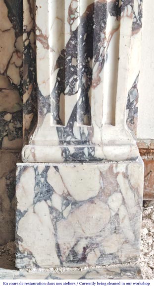 Regency-style fireplace carved in Brèche Violette marble Regency-style fireplace carved in Brèche Violette marble-8