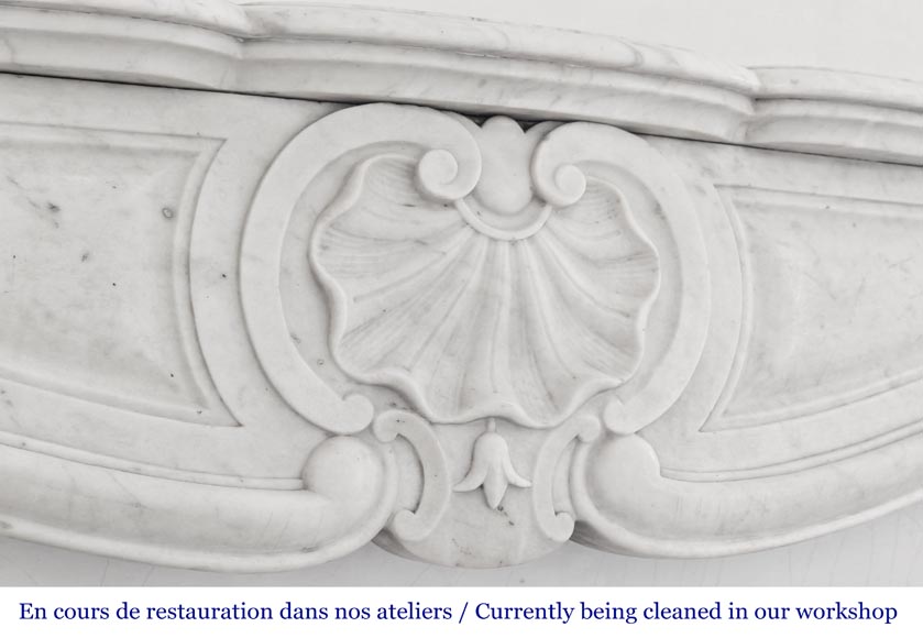Louis XV style Carrara marble fireplace with shell motifs Louis XV style Carrara marble fireplace with shell motifs-2