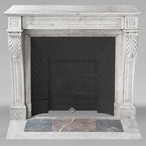 Carrara marble mantelpiece with corbel-style supports, Napoleon III period