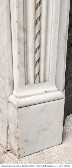 Louis XVI style Carrara marble fireplace with bead and rosette ornamentation-9