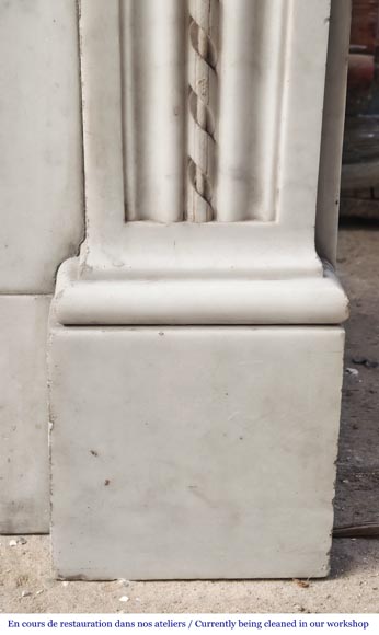 Louis XVI style Carrara marble fireplace with bead and rosette ornamentation-13