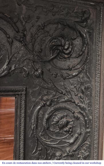 Louis XVI style Carrara marble fireplace with bead and rosette ornamentation-16