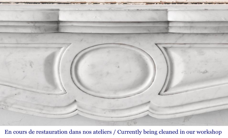 Louis XV-style fireplace, Pompadour type, in Carrara marble-1