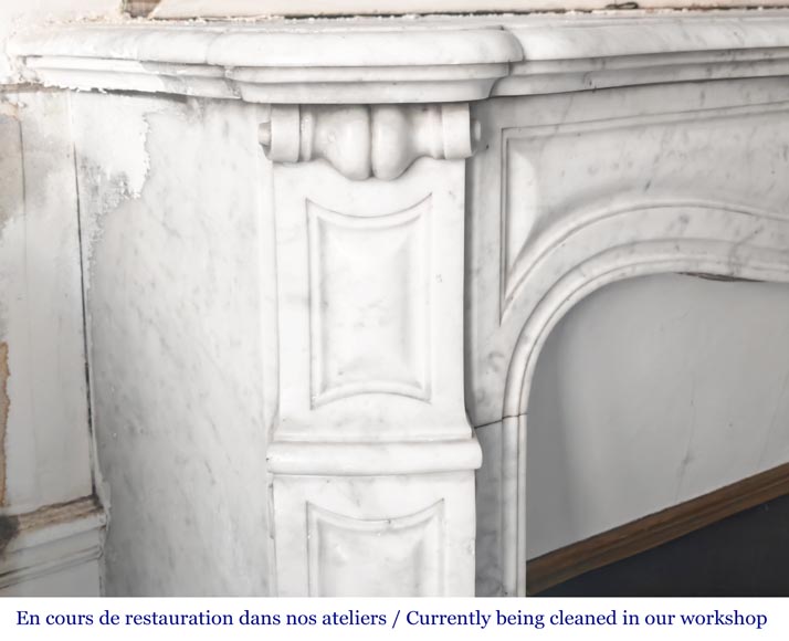 Louis XV-style fireplace, Pompadour type, in Carrara marble-3