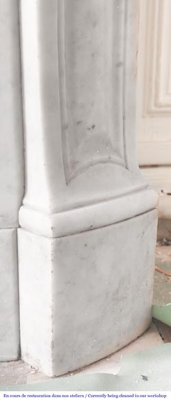 Louis XV-style fireplace, Pompadour type, in Carrara marble-7