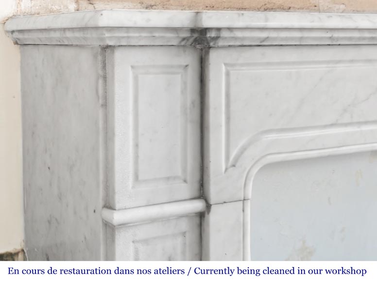 Straight-fronted Louis XV style fireplace, Pompadour model, in Carrara marble-3