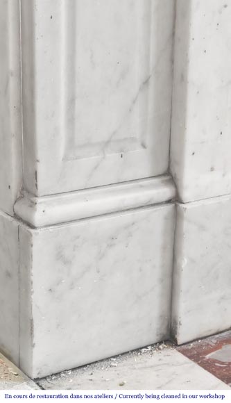 Straight-fronted Louis XV style fireplace, Pompadour model, in Carrara marble-4