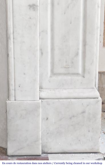 Straight-fronted Louis XV style fireplace, Pompadour model, in Carrara marble-7