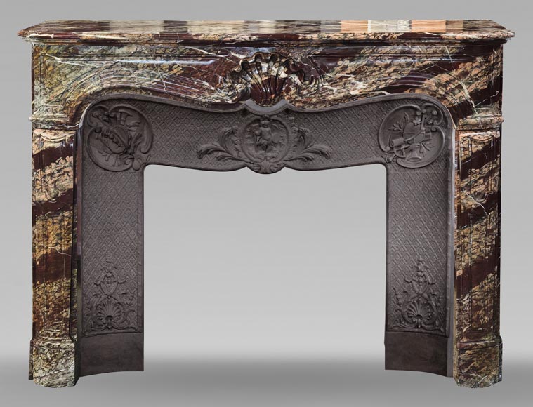 Louis XV style fireplace in Campan marble, decorated with a shell motif Louis XV style fireplace in Campan marble, decorated with a shell motif-0