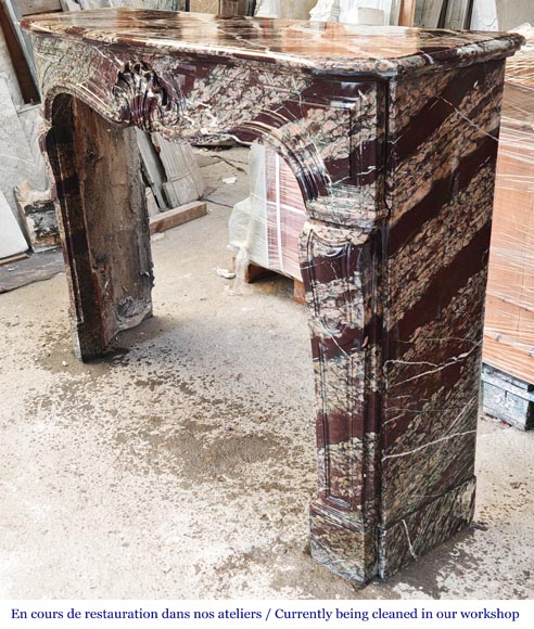 Louis XV style fireplace in Campan marble, decorated with a shell motif Louis XV style fireplace in Campan marble, decorated with a shell motif-6