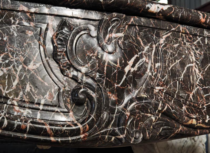 Period Louis XV fireplace in veined grey marble Period Louis XV fireplace in veined grey marble-2