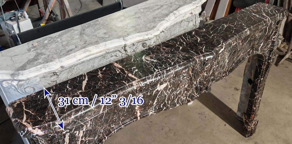 Period Louis XV fireplace in veined grey marble Period Louis XV fireplace in veined grey marble-9