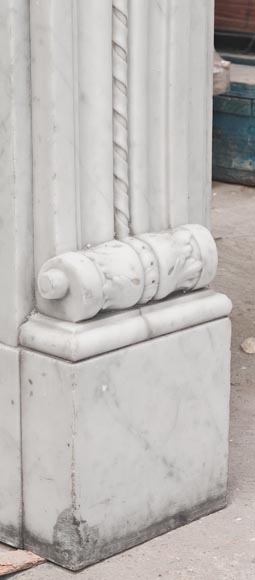 Carrara marble Louis XVI-style fireplace with bead-and-reel ornamentation Carrara marble Louis XVI-style fireplace with bead-and-reel ornamentation-6