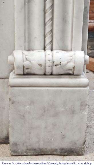 Carrara marble Louis XVI-style fireplace with bead-and-reel ornamentation Carrara marble Louis XVI-style fireplace with bead-and-reel ornamentation-11