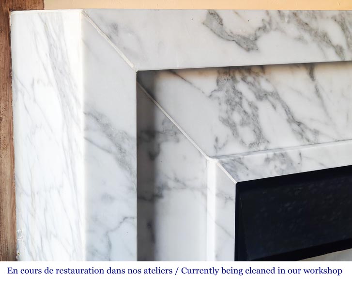 Contemporary Arabescato-style marble fireplace Contemporary Arabescato-style marble fireplace-3