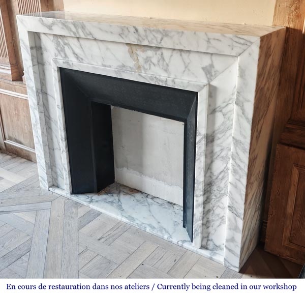 Contemporary Arabescato-style marble fireplace Contemporary Arabescato-style marble fireplace-5