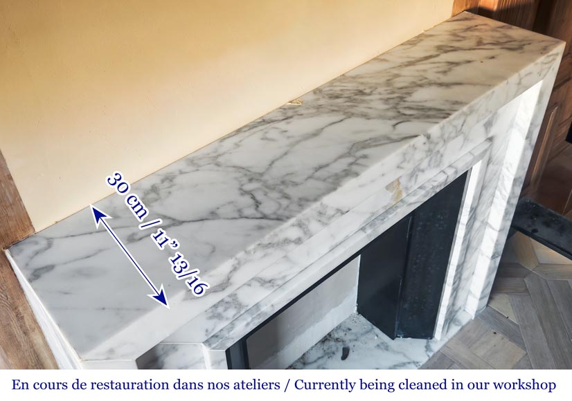 Contemporary Arabescato-style marble fireplace Contemporary Arabescato-style marble fireplace-9