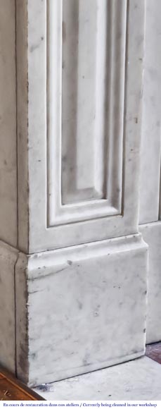 Carrara marble fireplace in the Napoleon III style, featuring water-leaf ornamentation Carrara marble fireplace in the Napoleon III style, featuring water-leaf ornamentation-3