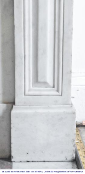 Carrara marble fireplace in the Napoleon III style, featuring water-leaf ornamentation Carrara marble fireplace in the Napoleon III style, featuring water-leaf ornamentation-6