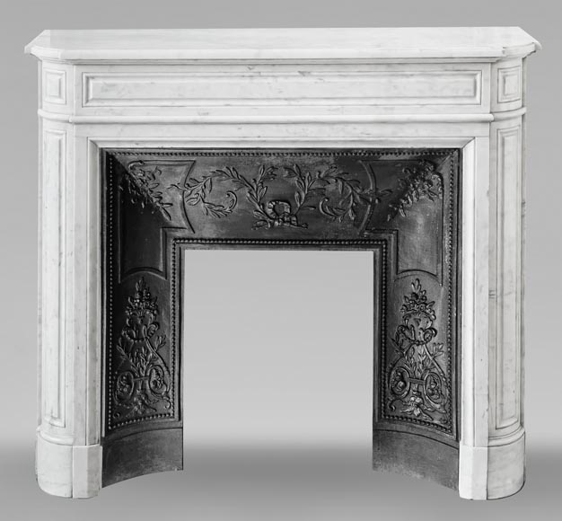 Louis XVI style Carrara marble fireplace with rounded corners Louis XVI style Carrara marble fireplace with rounded corners-0
