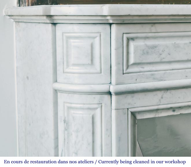 Louis XVI style Carrara marble fireplace with rounded corners Louis XVI style Carrara marble fireplace with rounded corners-3