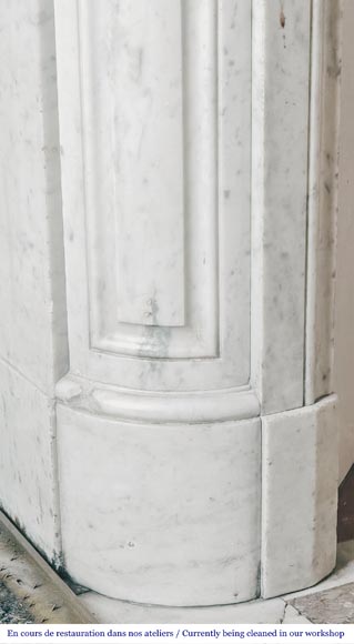 Louis XVI style Carrara marble fireplace with rounded corners Louis XVI style Carrara marble fireplace with rounded corners-4