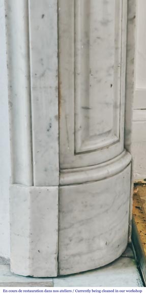 Louis XVI style Carrara marble fireplace with rounded corners Louis XVI style Carrara marble fireplace with rounded corners-7
