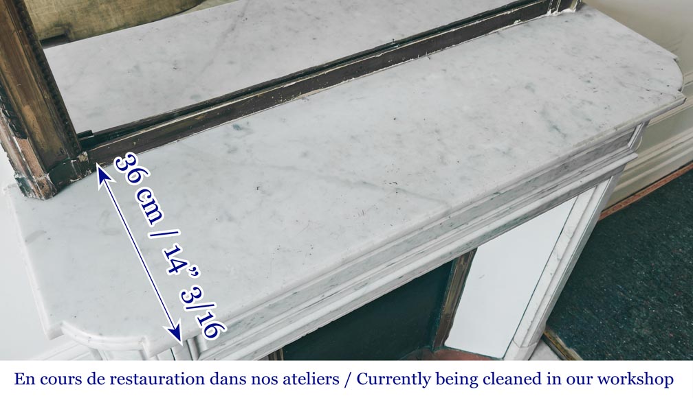 Louis XVI style Carrara marble fireplace with rounded corners Louis XVI style Carrara marble fireplace with rounded corners-8