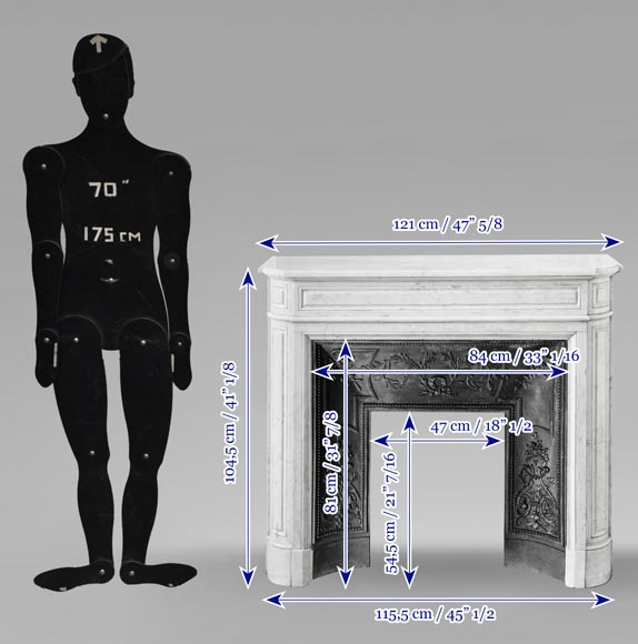 Louis XVI style Carrara marble fireplace with rounded corners Louis XVI style Carrara marble fireplace with rounded corners-9