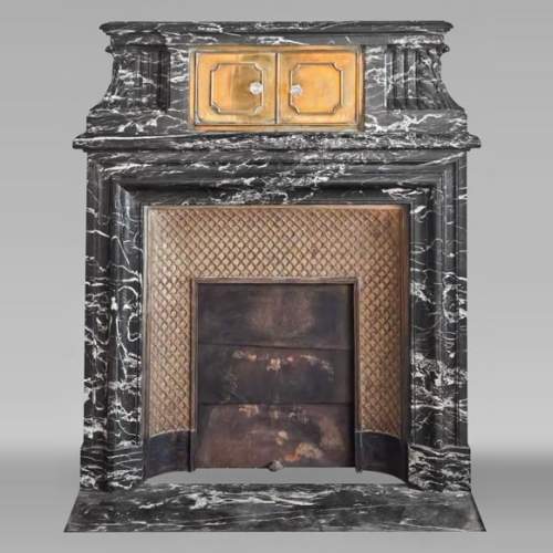 Louis XIV style fireplace in Black Marquina marble