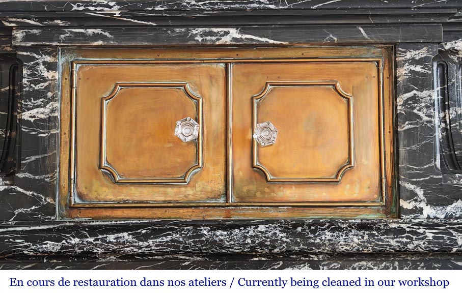 Louis XIV style fireplace in Black Marquina marble Louis XIV style fireplace in Black Marquina marble-1