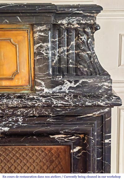 Louis XIV style fireplace in Black Marquina marble Louis XIV style fireplace in Black Marquina marble-9