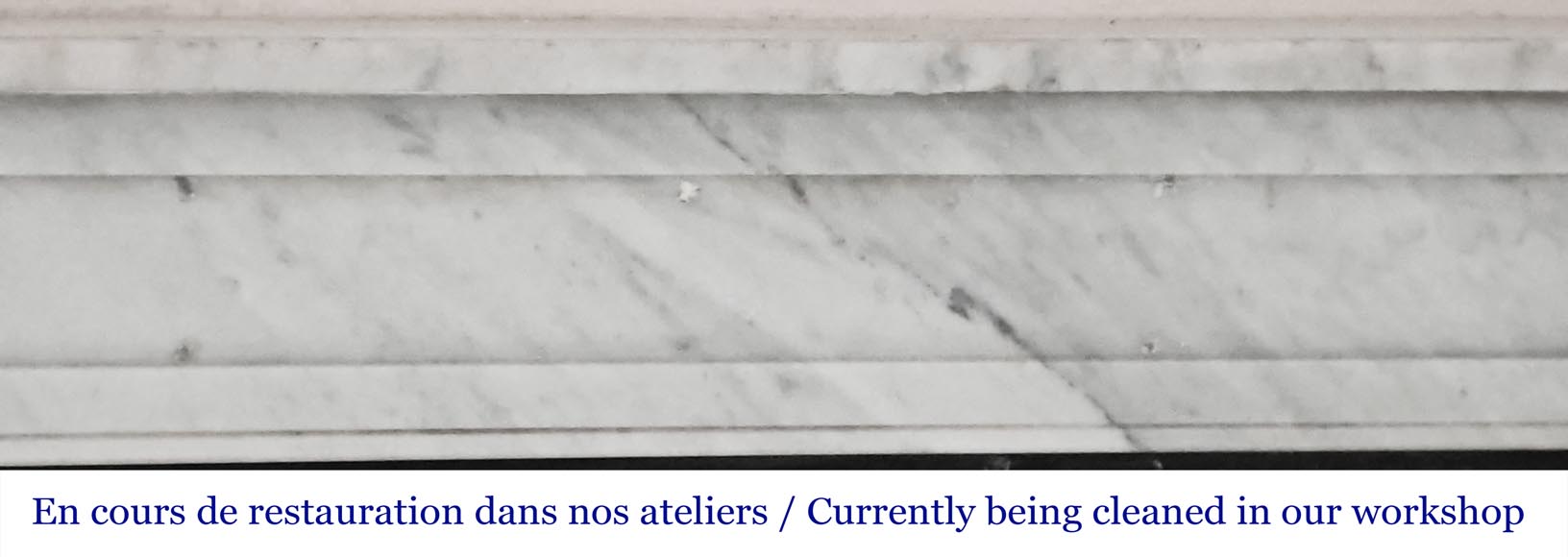 Louis XVI-style fireplace in Carrara marble, featuring molded ornamentation Louis XVI-style fireplace in Carrara marble, featuring molded ornamentation-1