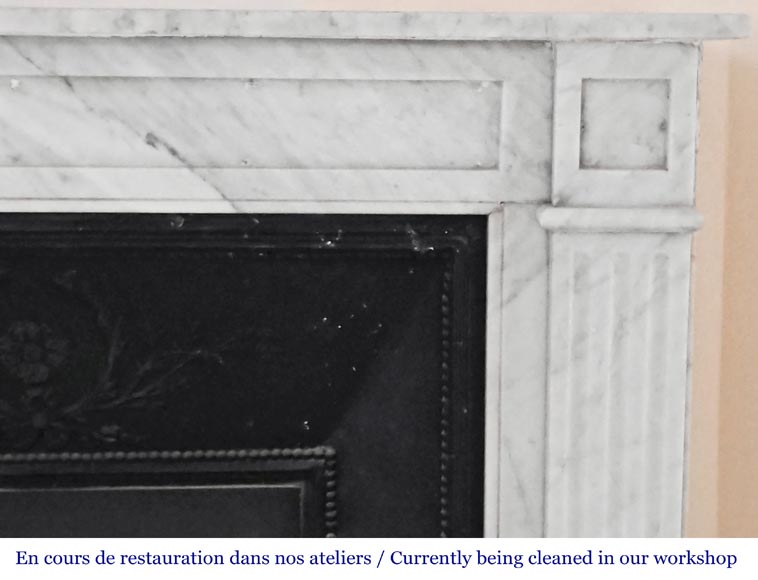 Louis XVI-style fireplace in Carrara marble, featuring molded ornamentation Louis XVI-style fireplace in Carrara marble, featuring molded ornamentation-6