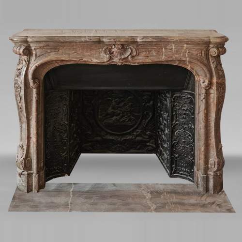 Louis XV-style fireplace in Sarrancolin marble