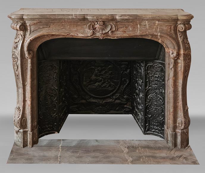 Louis XV-style fireplace in Sarrancolin marble Louis XV-style fireplace in Sarrancolin marble-0