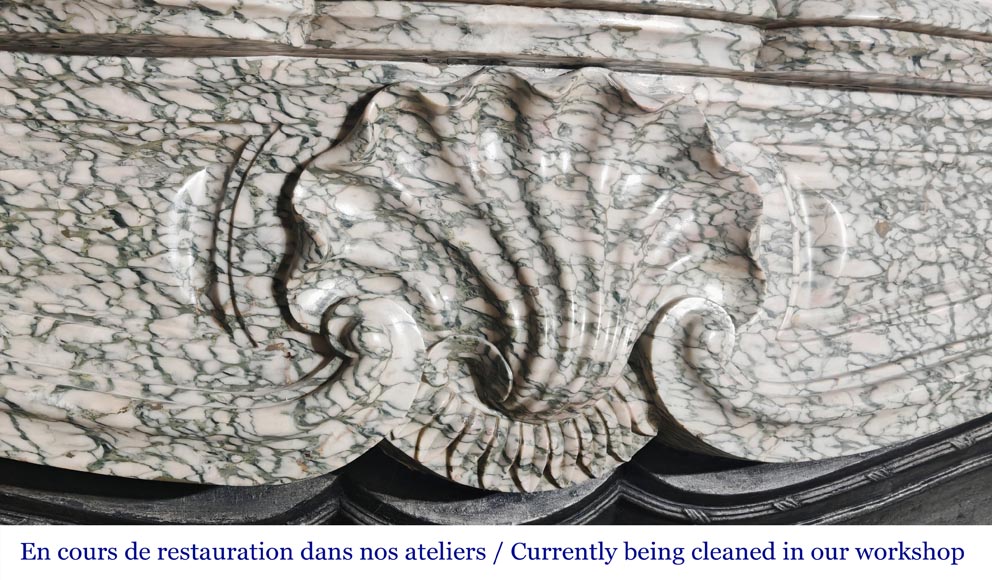Louis XV-style fireplace in green Estours marble Louis XV-style fireplace in green Estours marble-2