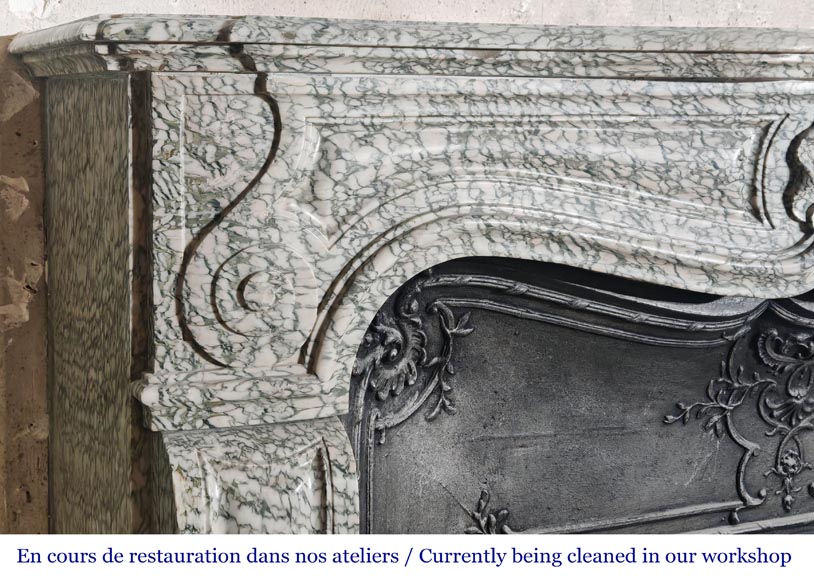 Louis XV-style fireplace in green Estours marble Louis XV-style fireplace in green Estours marble-4