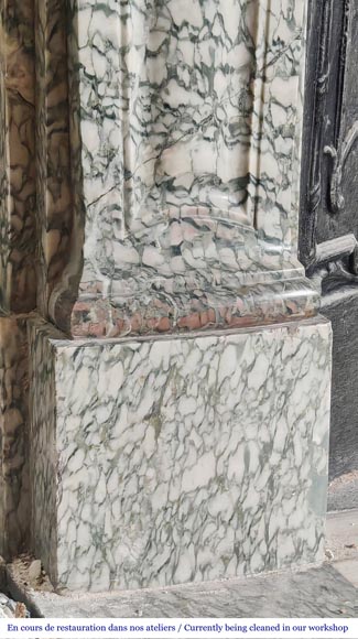 Louis XV-style fireplace in green Estours marble Louis XV-style fireplace in green Estours marble-5