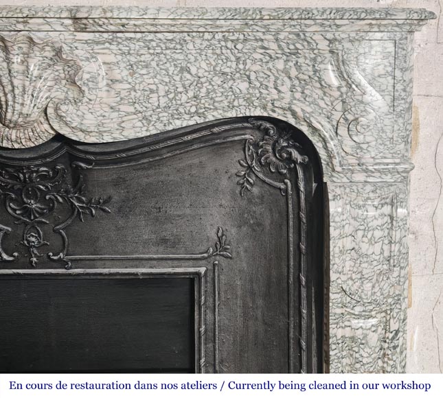 Louis XV-style fireplace in green Estours marble Louis XV-style fireplace in green Estours marble-7