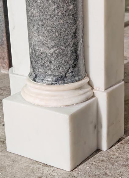 Victorian-style fireplace in statuary marble, featuring Ionic half-columns and a Wedgwood-style medallion decoration Victorian-style fireplace in statuary marble, featuring Ionic half-columns and a Wedgwood-style medallion decoration-15