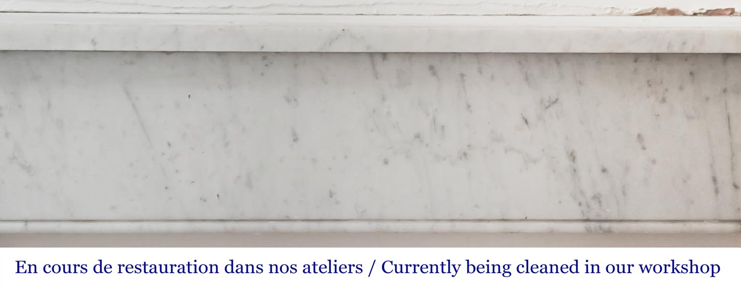 Louis XVI-style fireplace in Carrara marble Louis XVI-style fireplace in Carrara marble-1
