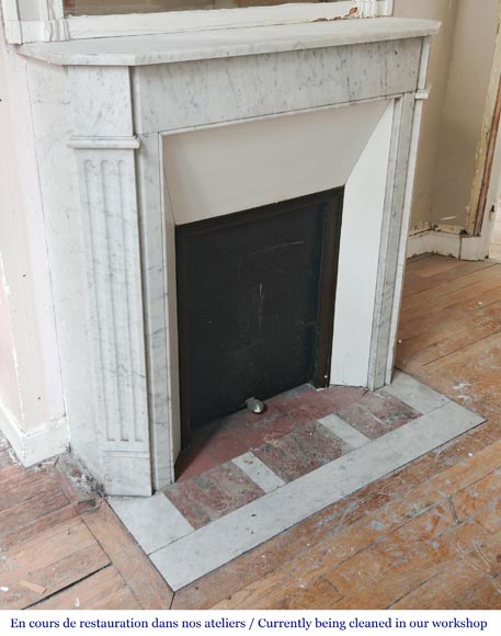 Louis XVI-style fireplace in Carrara marble Louis XVI-style fireplace in Carrara marble-2