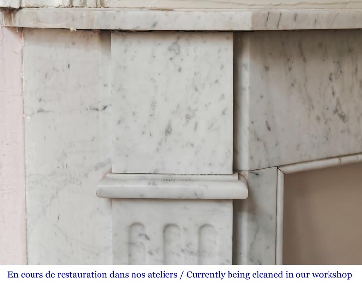 Louis XVI-style fireplace in Carrara marble Louis XVI-style fireplace in Carrara marble-3