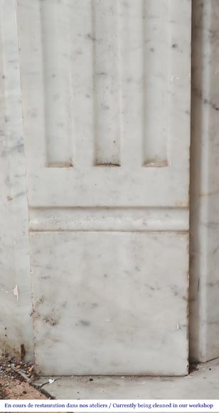 Louis XVI-style fireplace in Carrara marble Louis XVI-style fireplace in Carrara marble-4