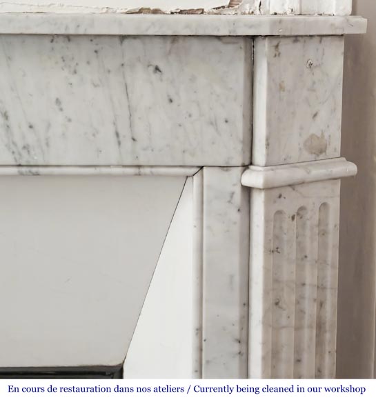 Louis XVI-style fireplace in Carrara marble Louis XVI-style fireplace in Carrara marble-6